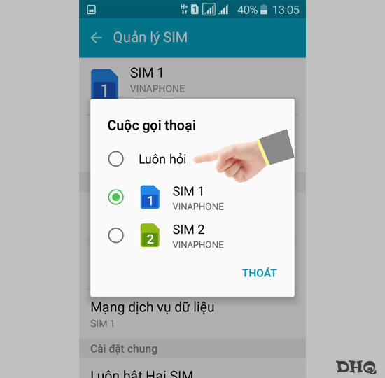 Chọn luôn hỏi hoặc Sim